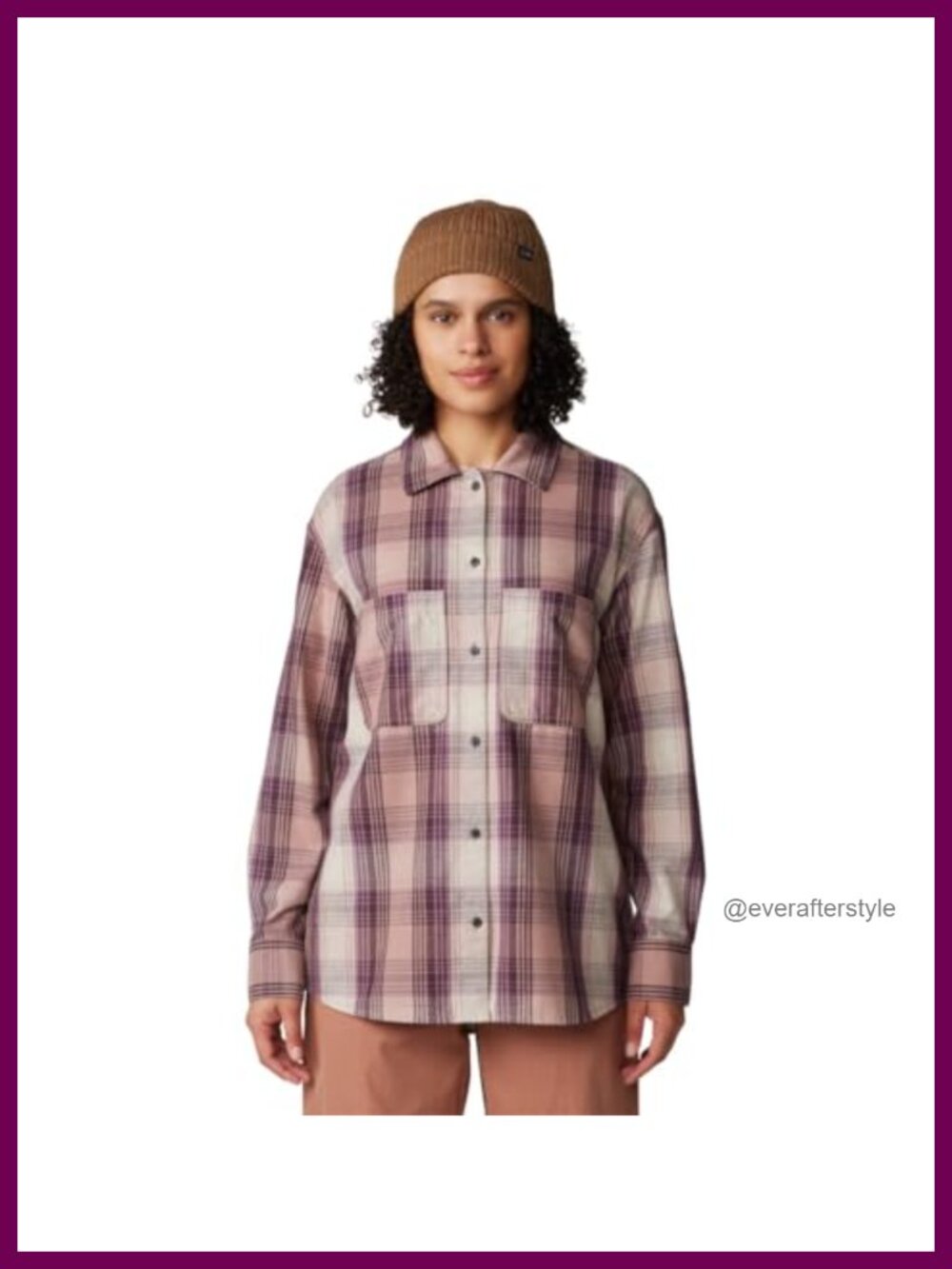 Women's Flannel Button-Down Shirt 100% Cotton Relaxed Fit Plaid Long Sleeve
